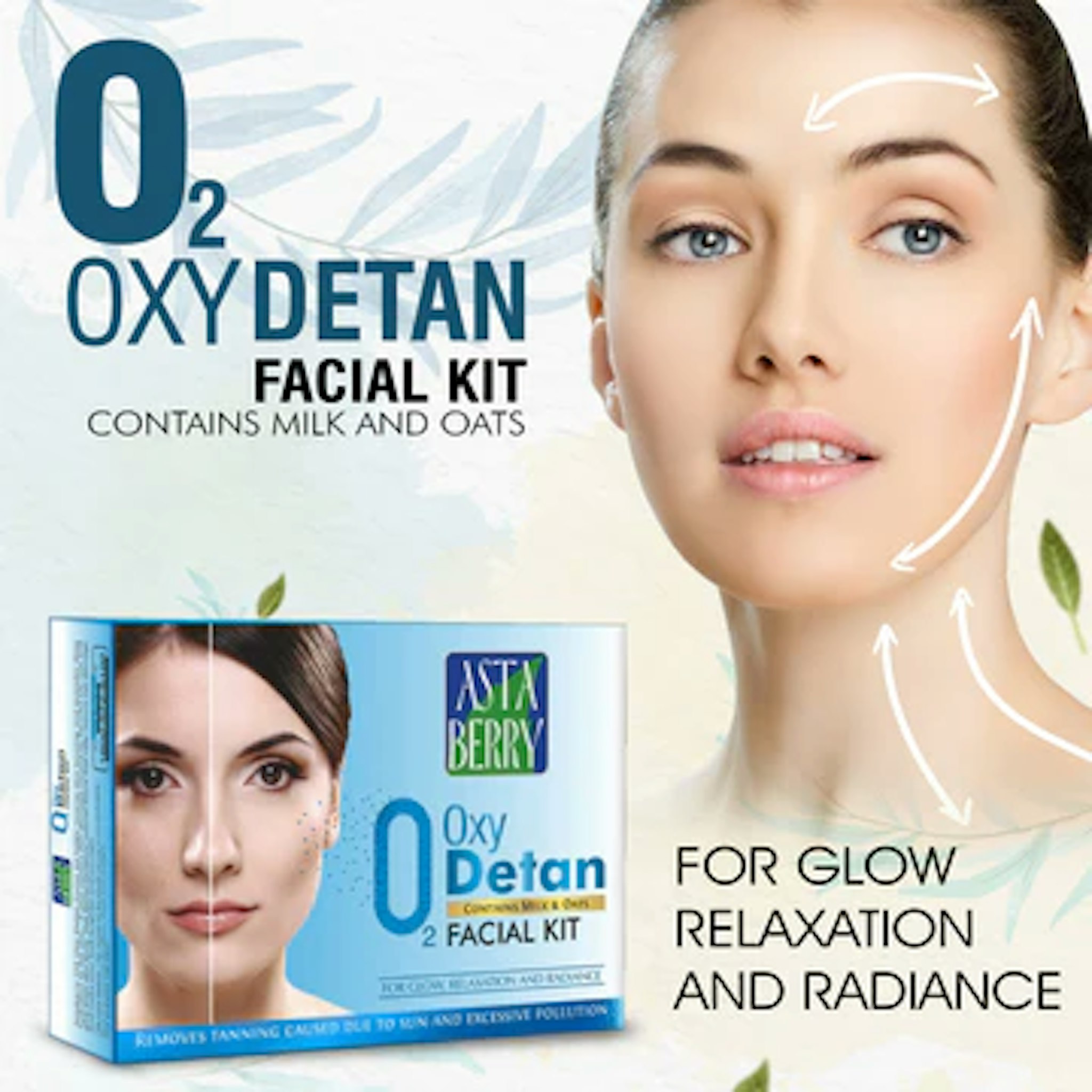 Astaberry O2 Oxy Detan Faical Kit, 5 Steps, 100 gm