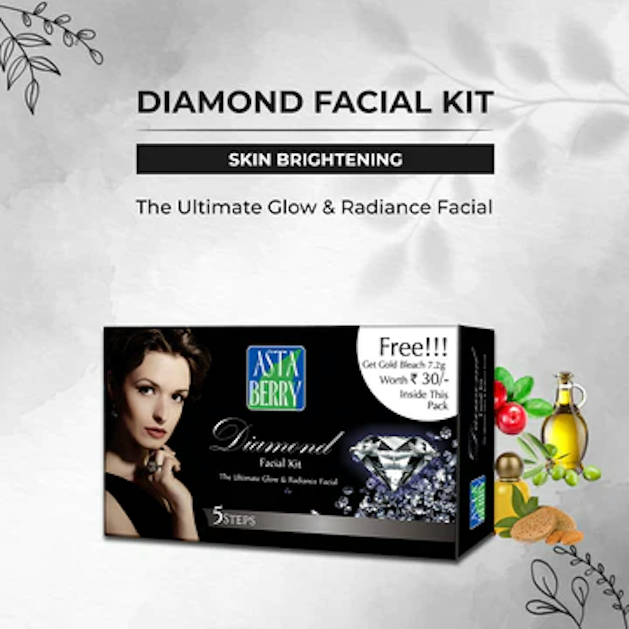 Diamond Nano Facial Kit With Free Bleach | For Enhanced Nourishment & Glow 50 gm