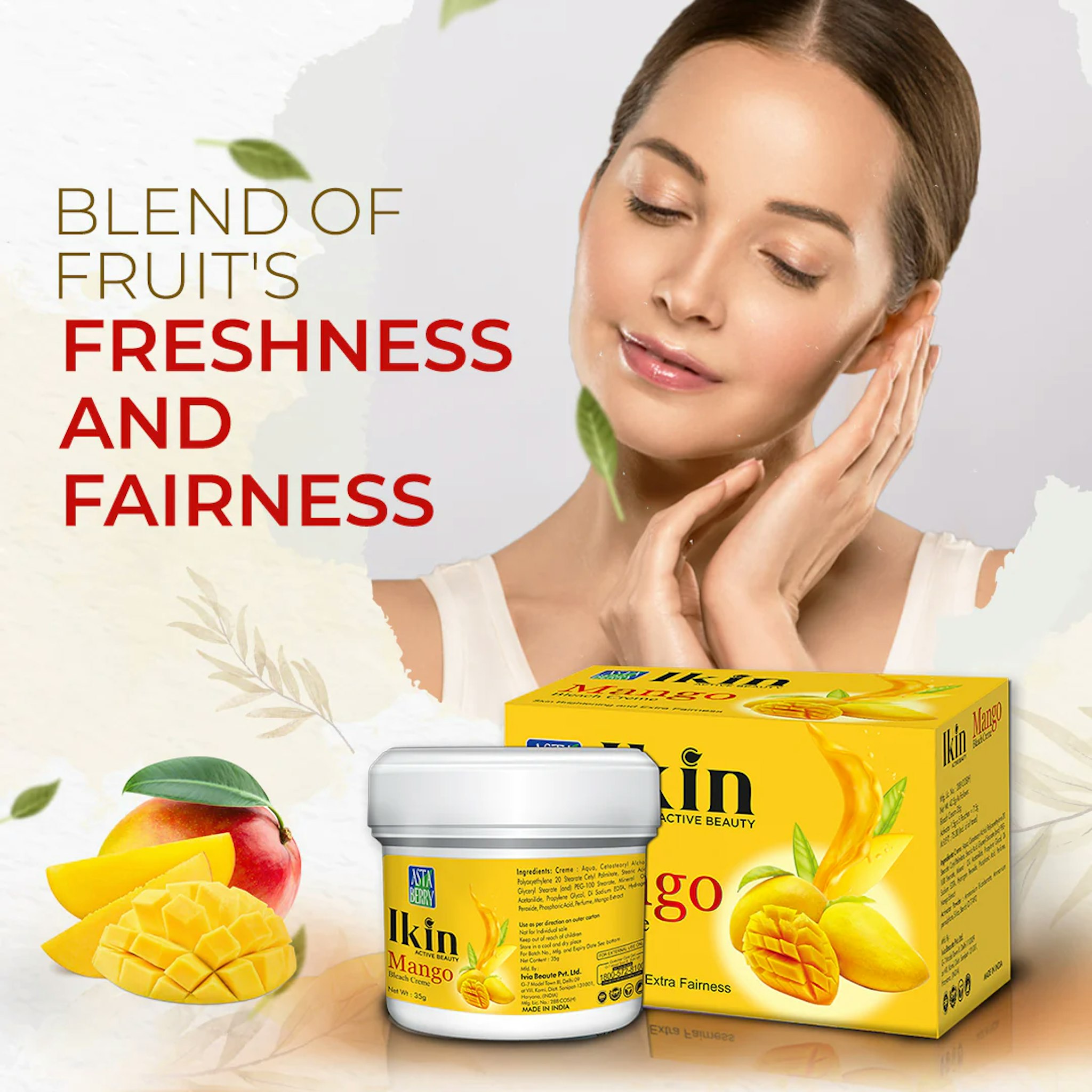 Ikin Mango Bleach Crème | Enhanced Fairness 250 gm + 50 gm free  = 300 gm