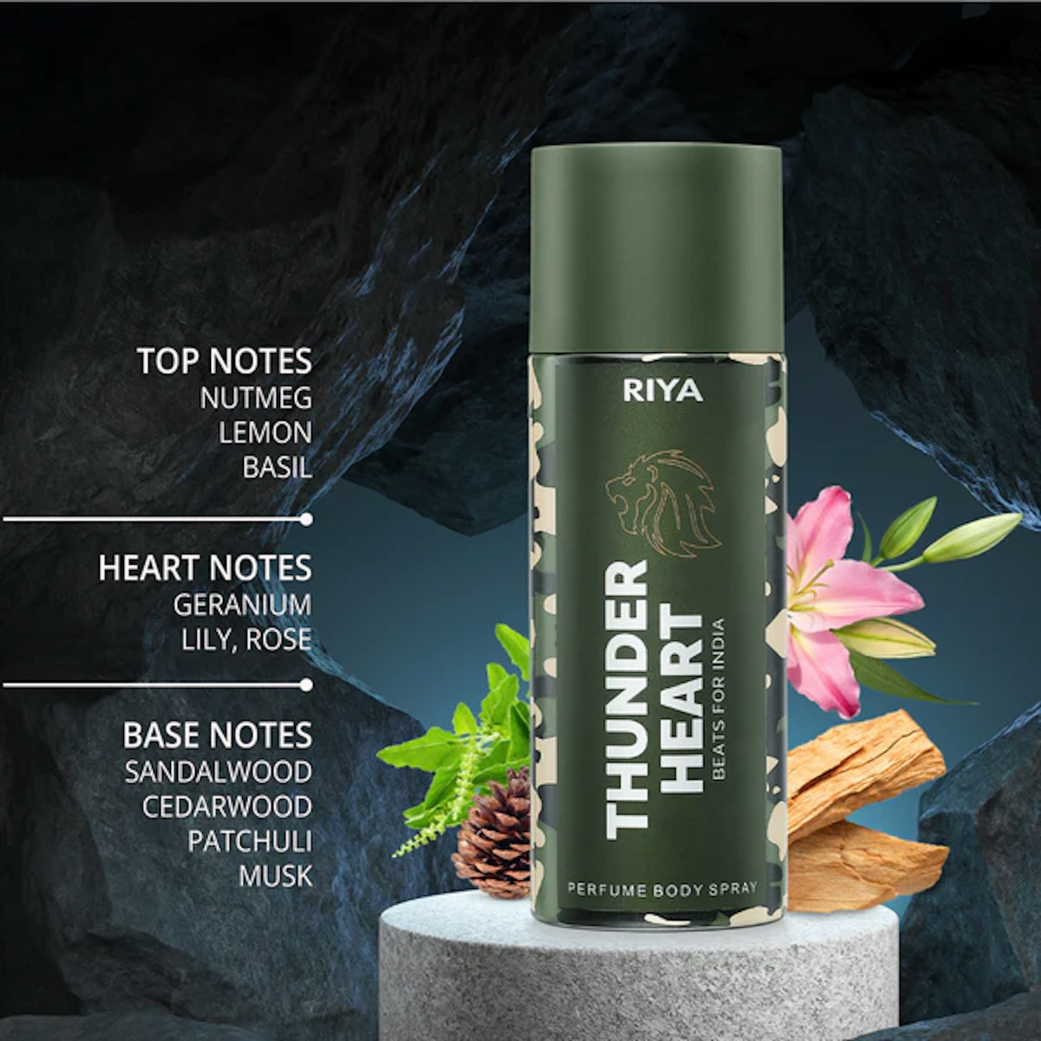 RIYA THUNDER HEART BEATS FOR INDIA For Men & Women/ 150 ,MLperfume Body Spray CITRUS FLORAL WOODY Long Lasting JOSH Perfume/Heartbeat of India