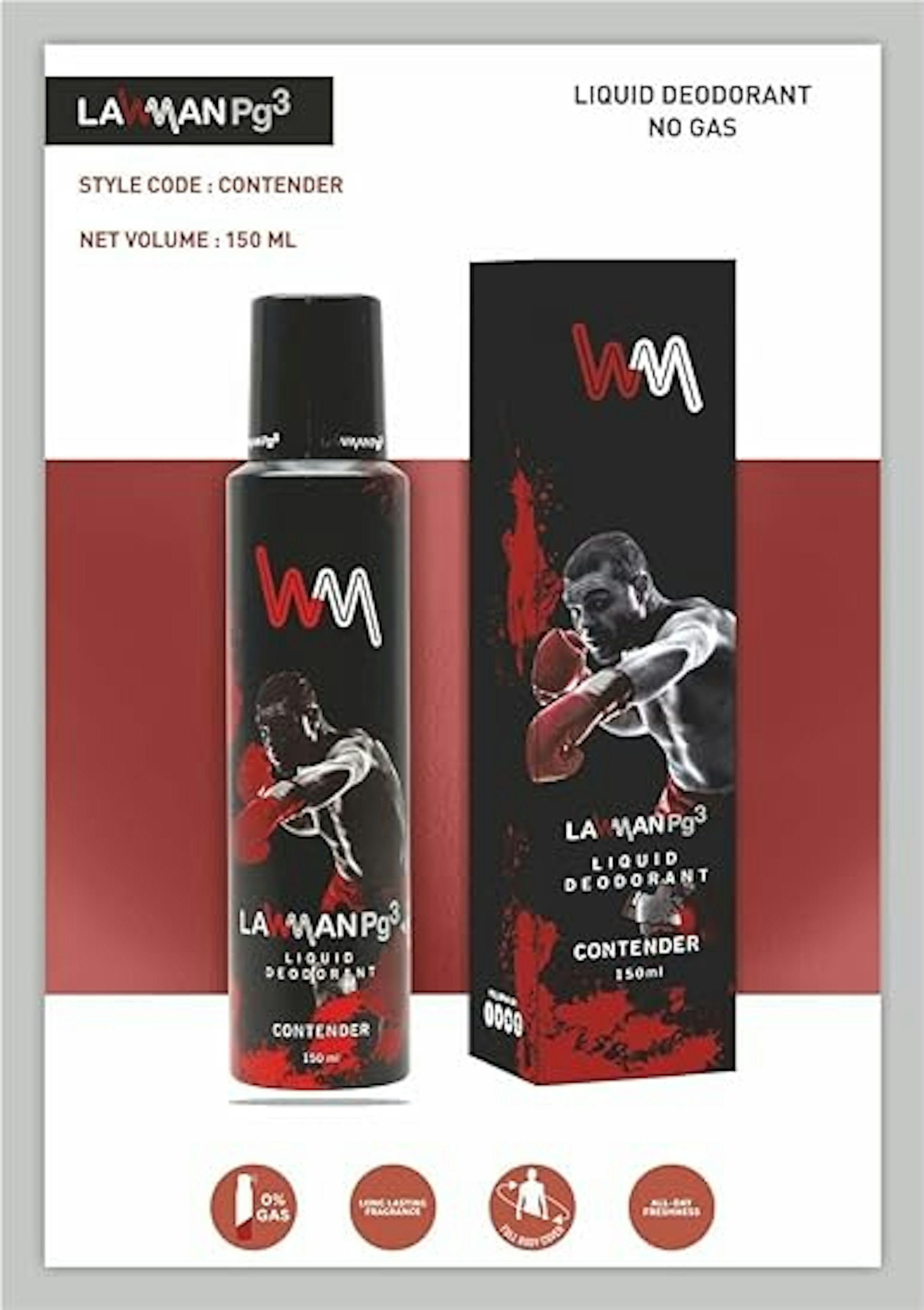 Lawman pg3 Contender Liquid Long lasting Deodorant Body Spray For Man And Women(150 Ml), Multicolor