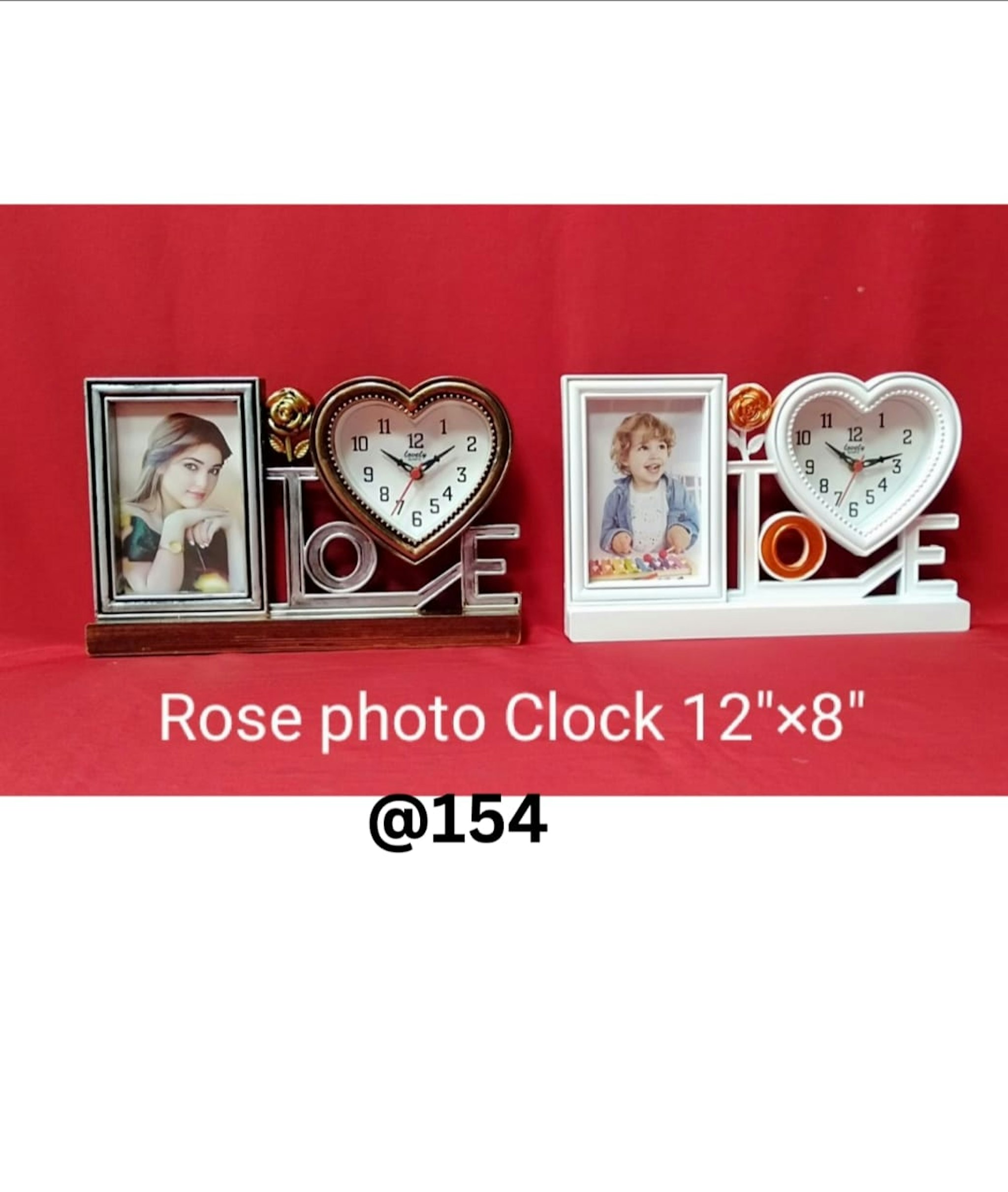 ROSE CLOCK PLASTIC PHOTO FRAME 