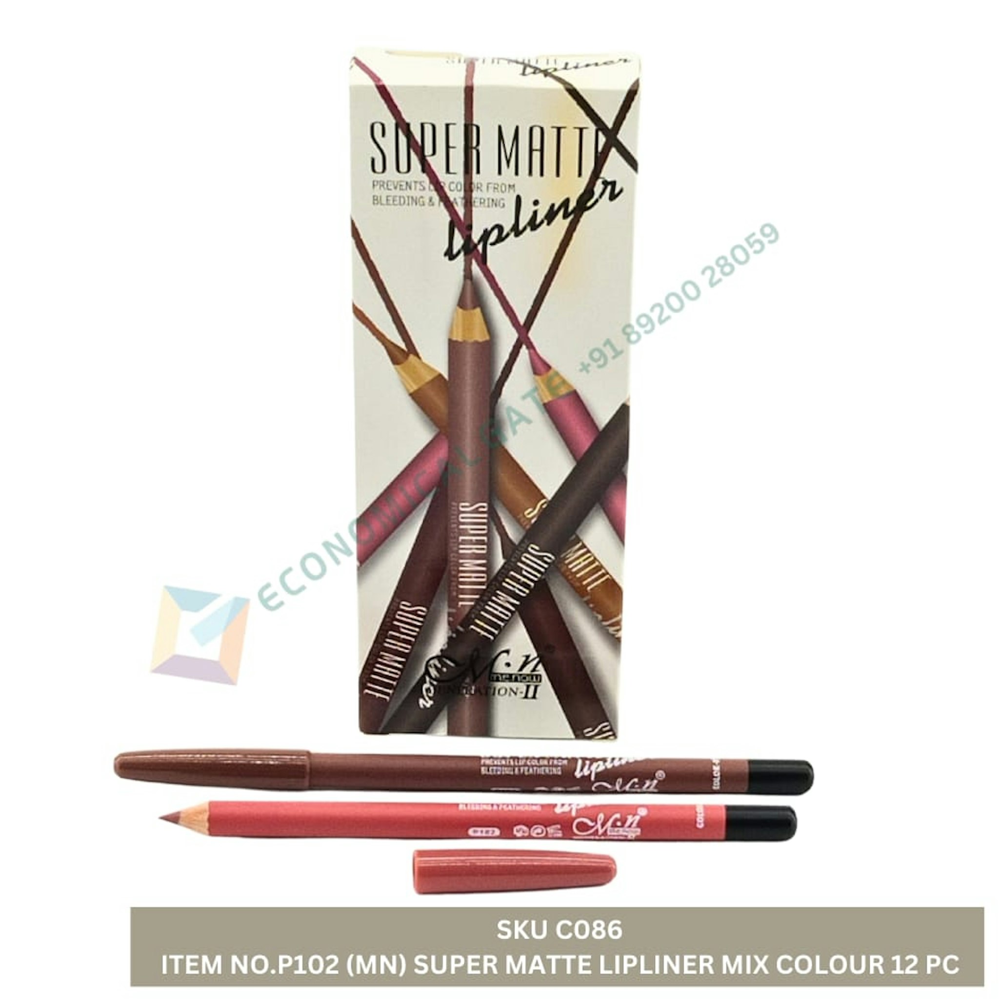 P102  (MN) SUPER MATTE LIPLINER MIX COLOUR 12 PC BOX 