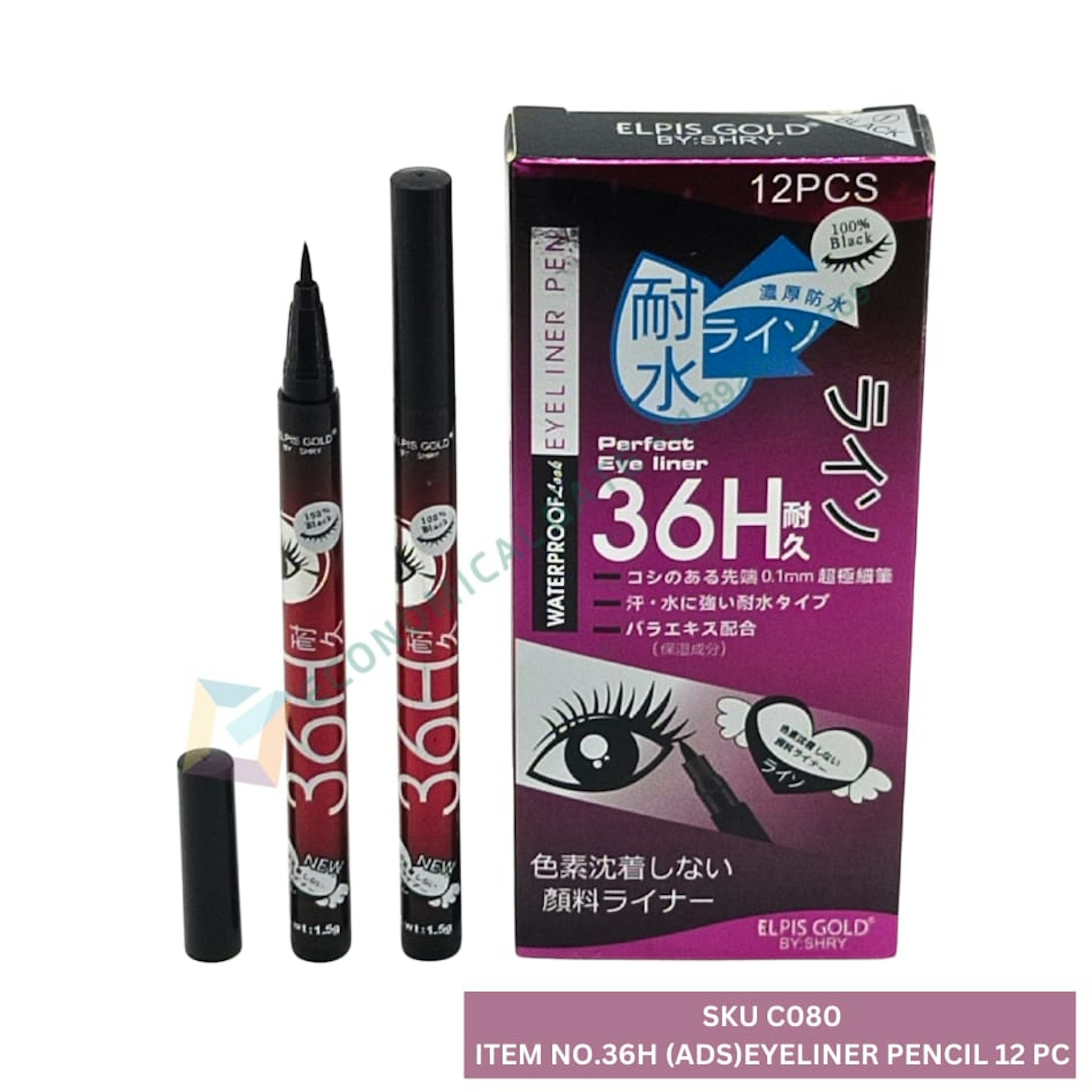 36 H (ELPIS GOLD ) EYE LINER PENCIL 12 PC BOX 