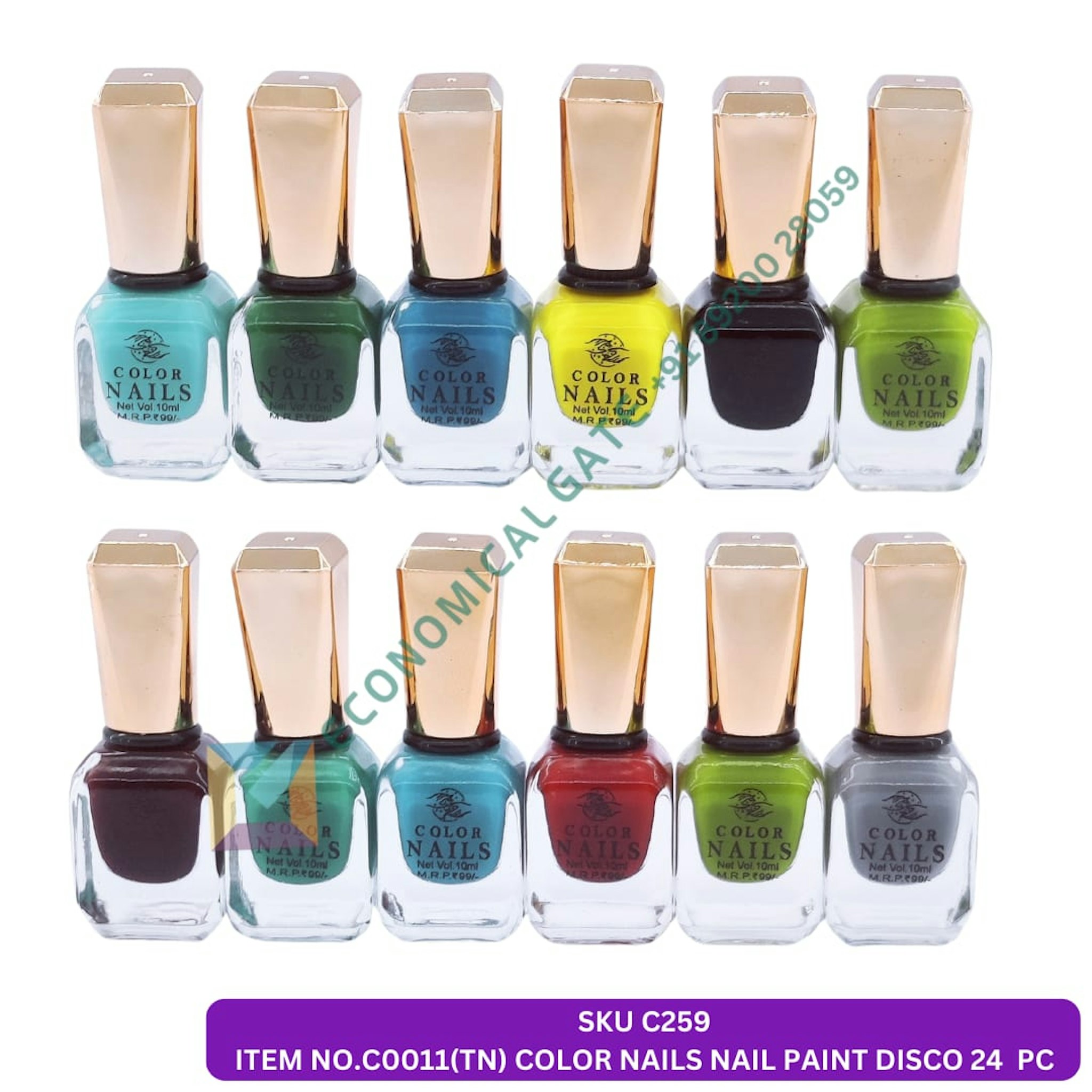 C0011(TN) COLOUR NAILS PAINT DISCO 24 PC BOX 