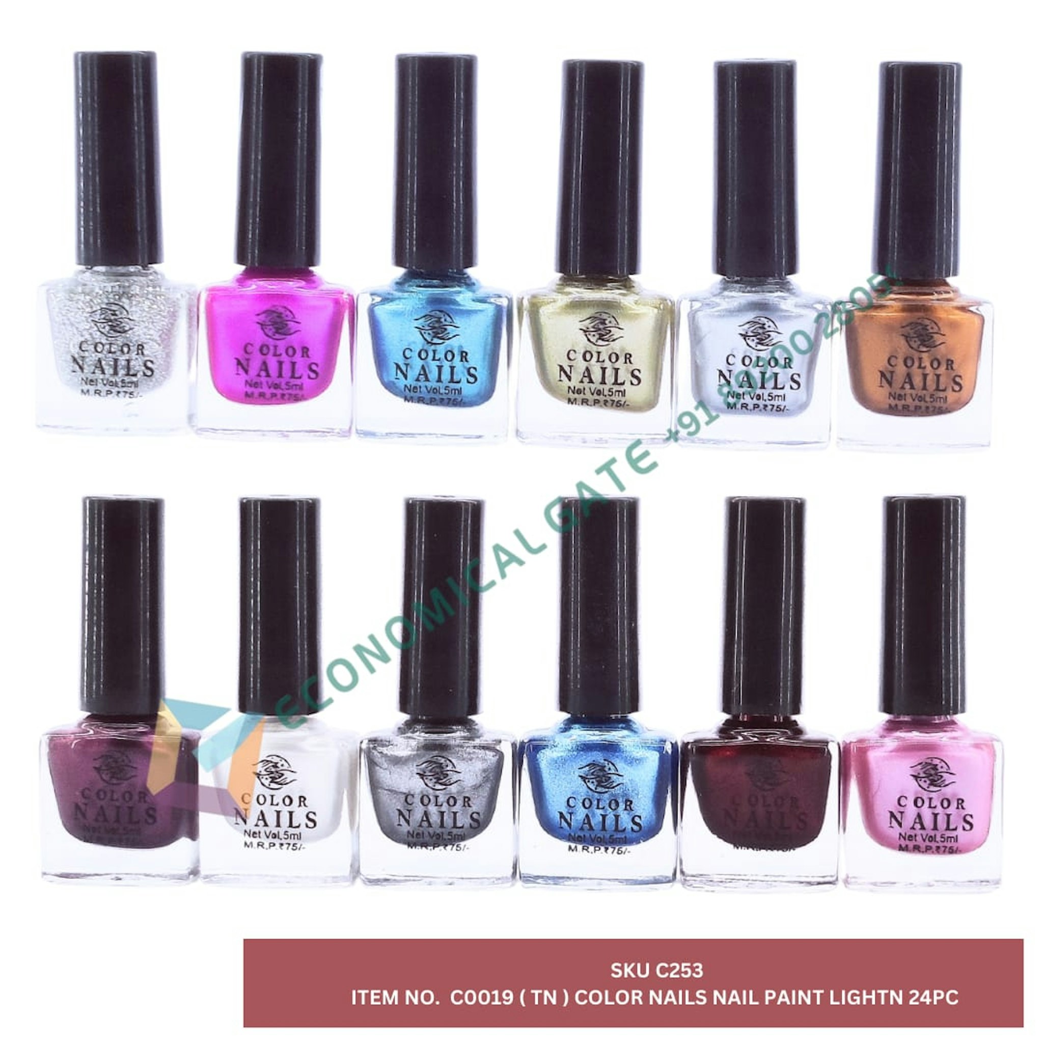 C0019 (TN) COLOUR NAILS NAIL PAINT LIGHT  24 PC 