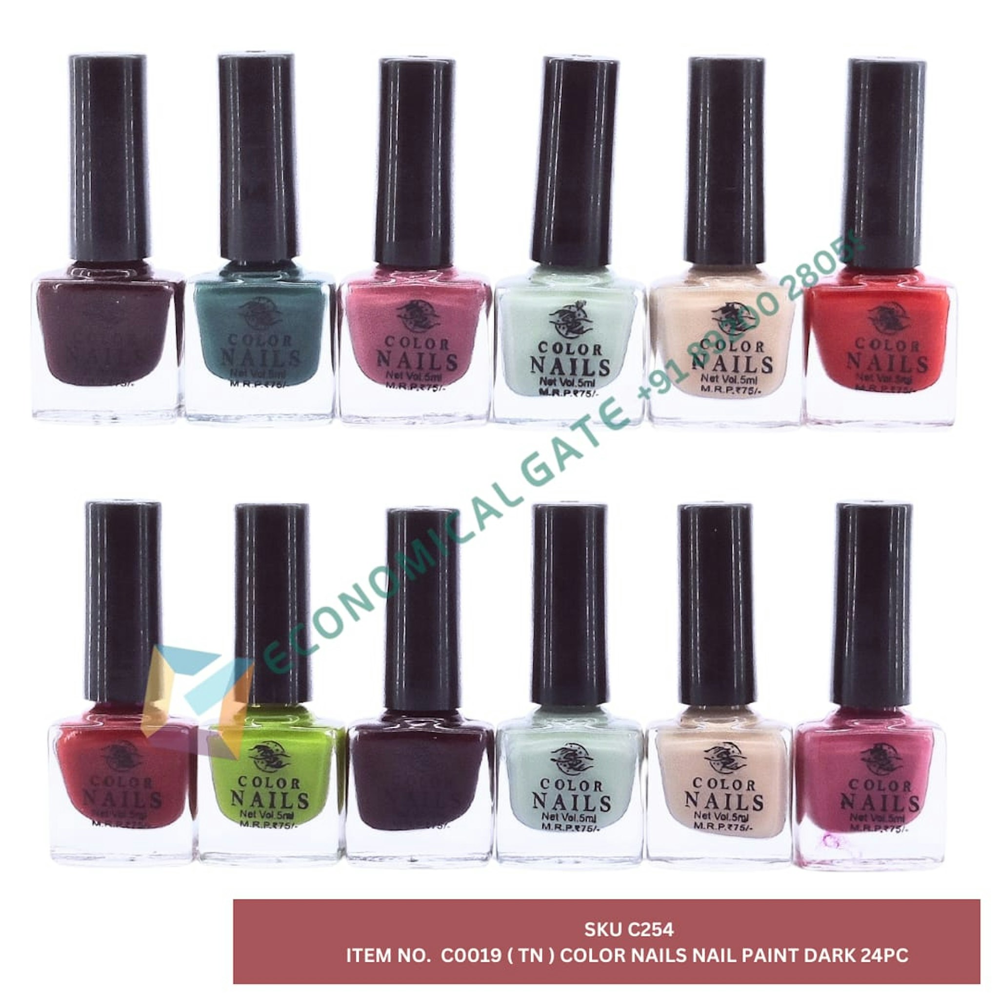 C0019 (TN) COLOUR NAILS NAIL PAINT DARK  24 PC 