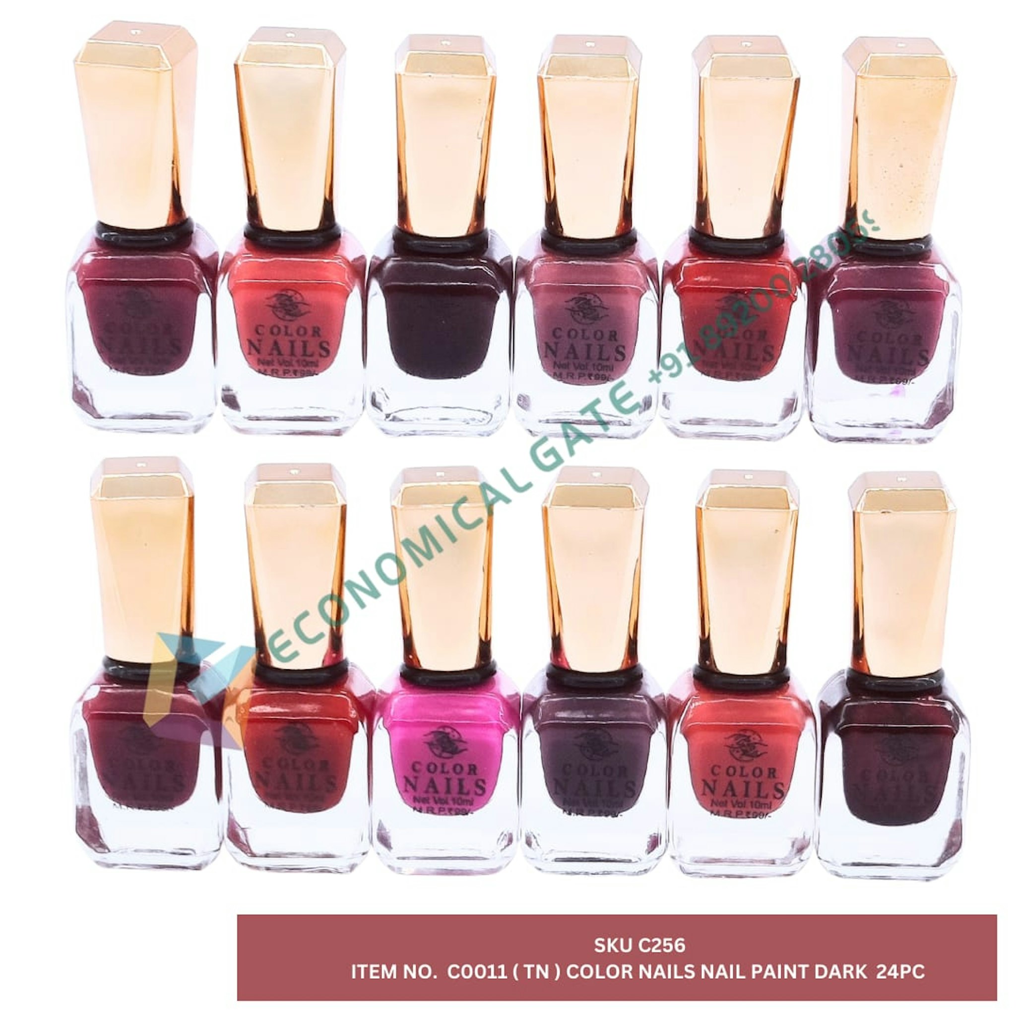 C0011  (TN) COLOUR NAILS PAINT DARK  24 PC BOX 