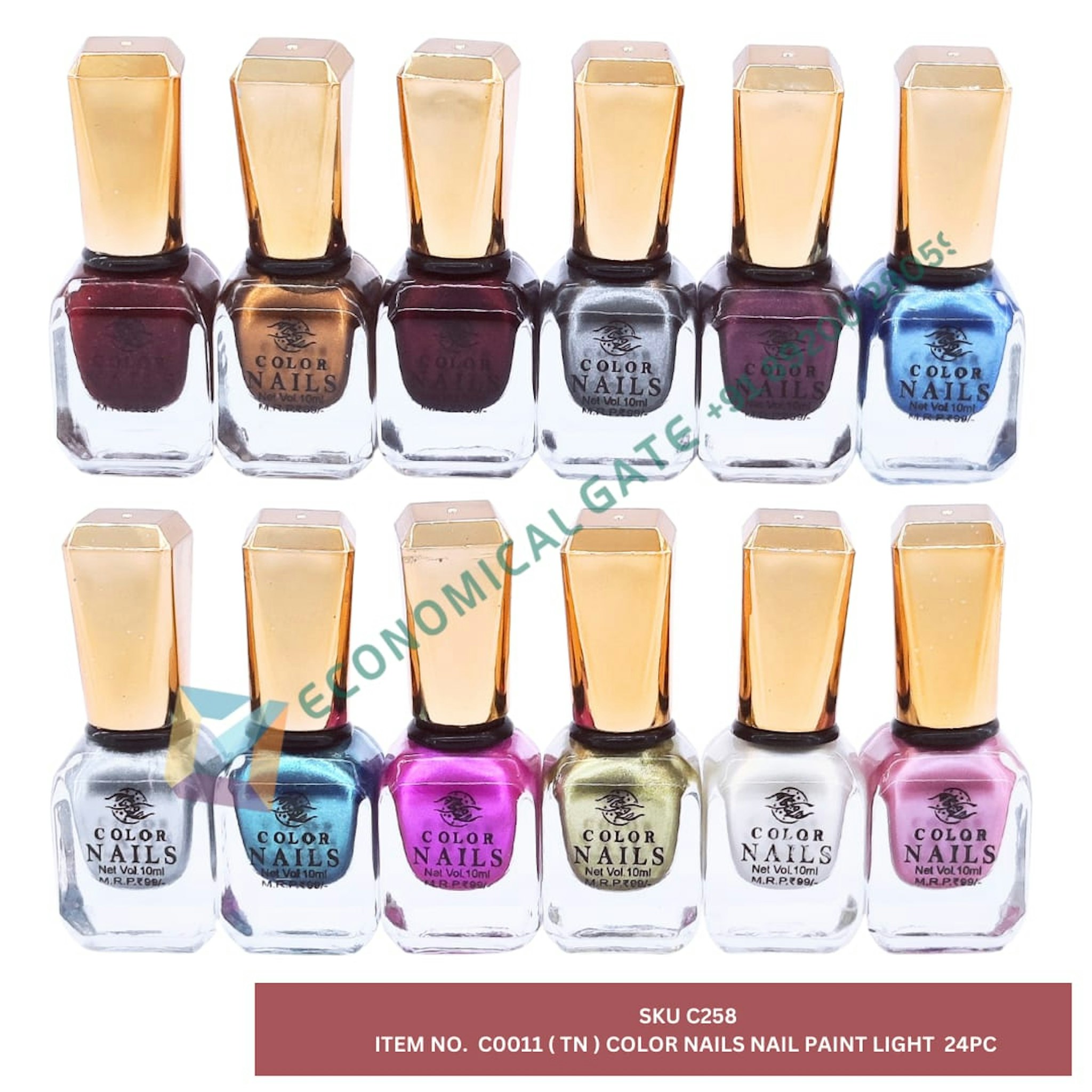 C0011  (TN) COLOUR NAILS PAINT LIGHT   24 PC BOX 