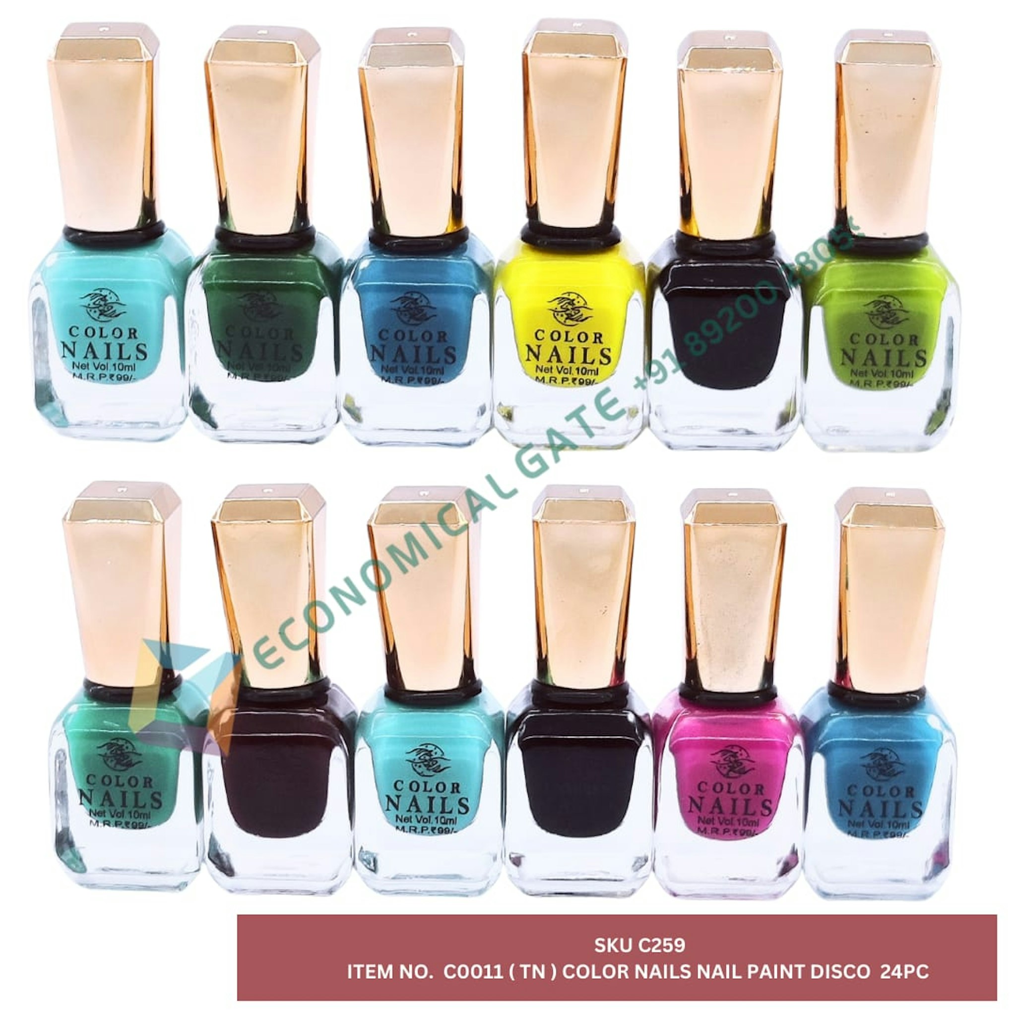 C0011  (TN) COLOUR NAILS PAINT DISCO 24 PC BOX 