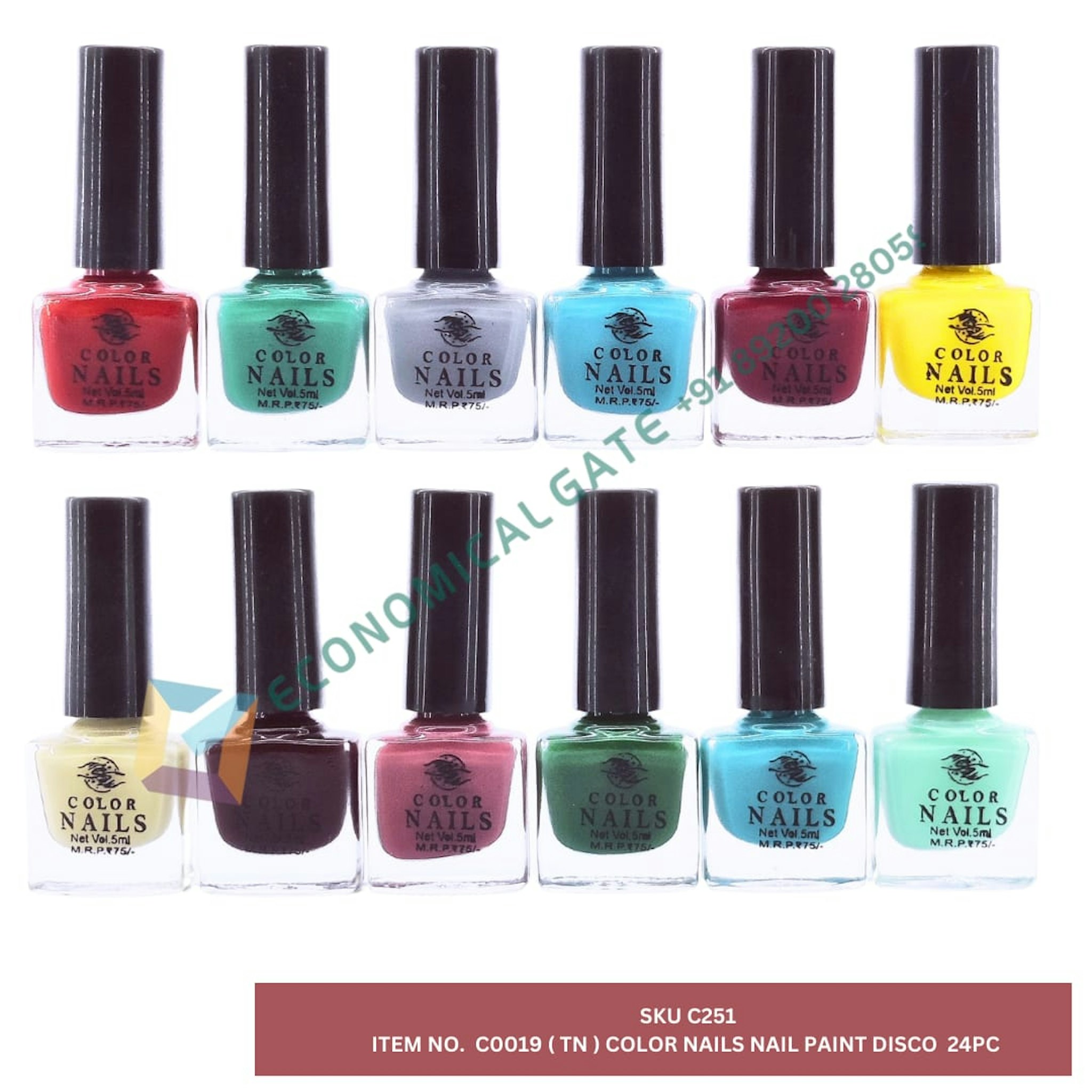 C0019 (TN) COLOUR NAILS NAIL PAINT DISCO  24 PC 