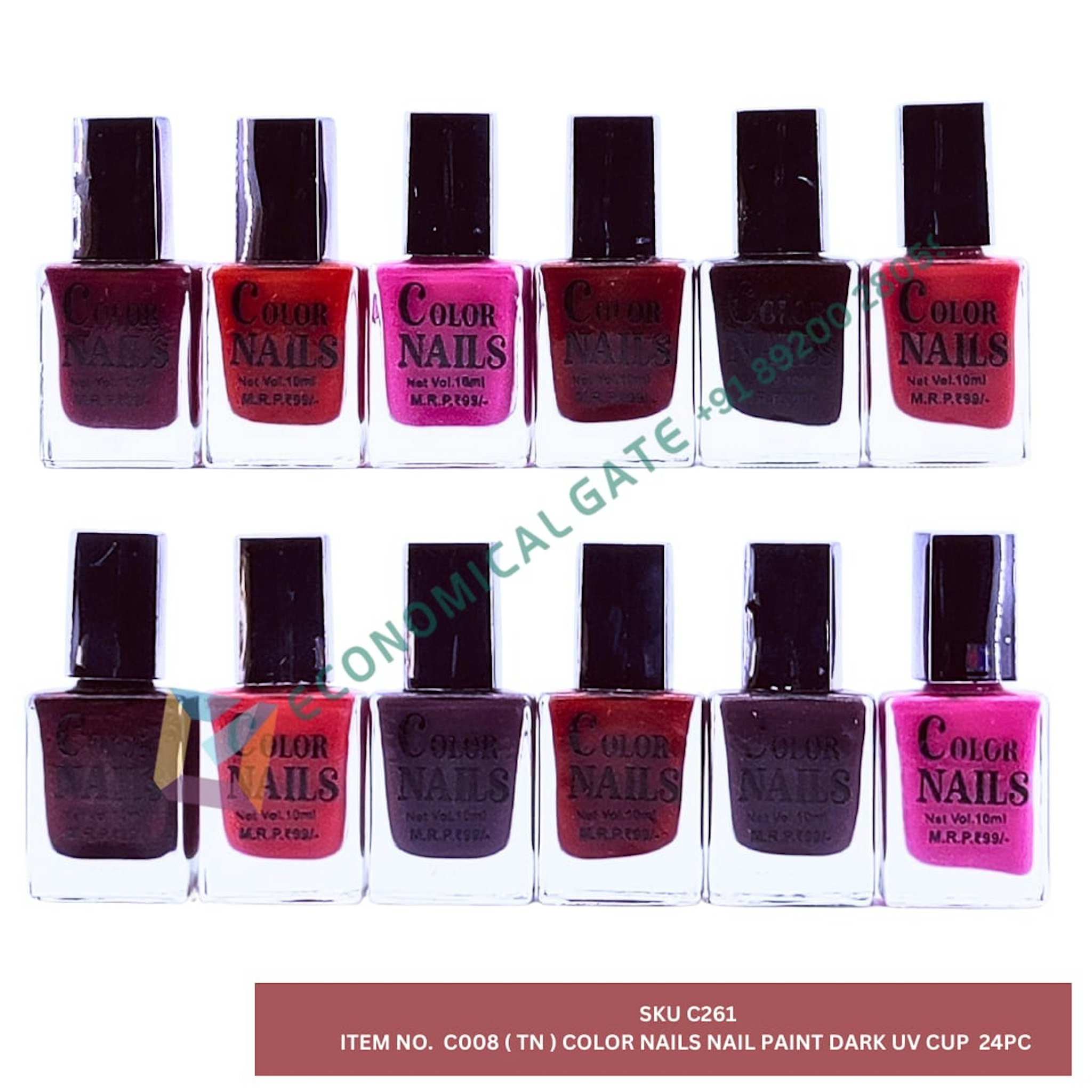 C008 (TN) COLOUR NAILS NAIL PAINT DARK UV CUP- 24 PC 