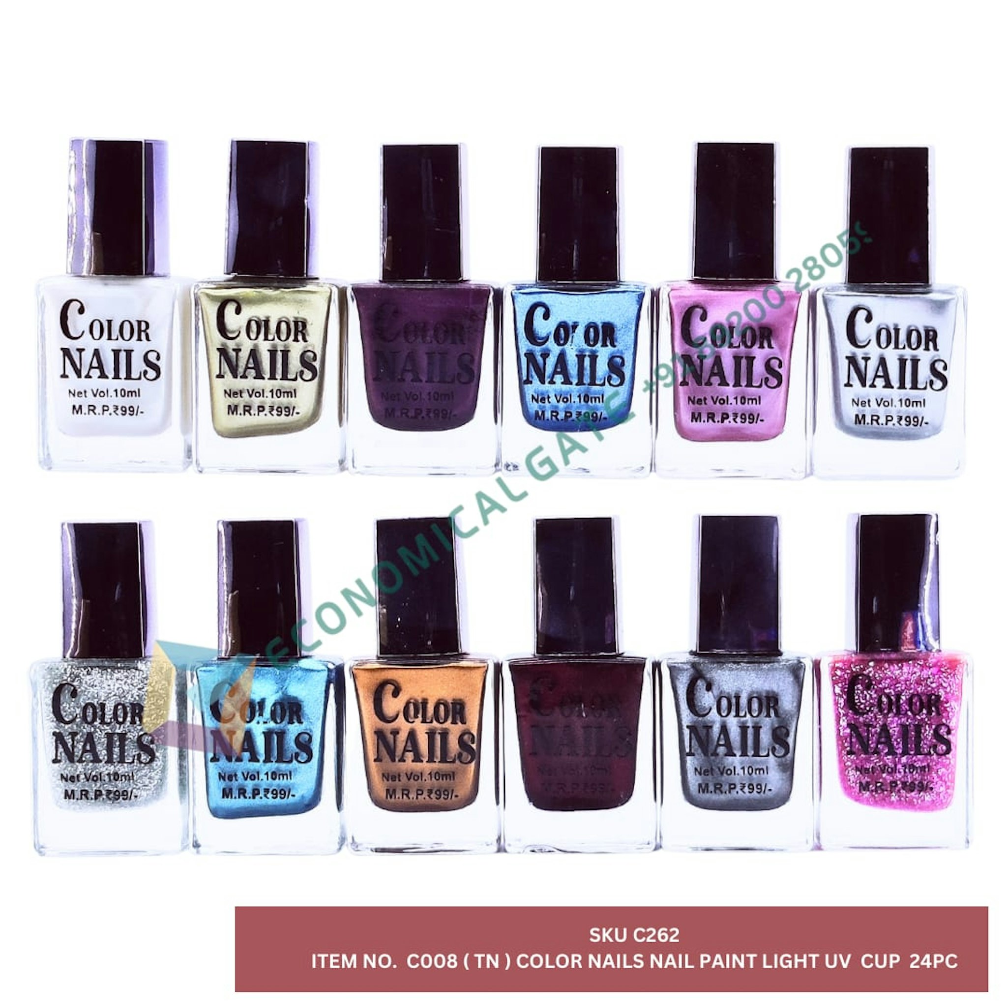 C008 (TN) COLOUR NAILS NAIL PAINT LIGHT UV CUP- 24 PC 