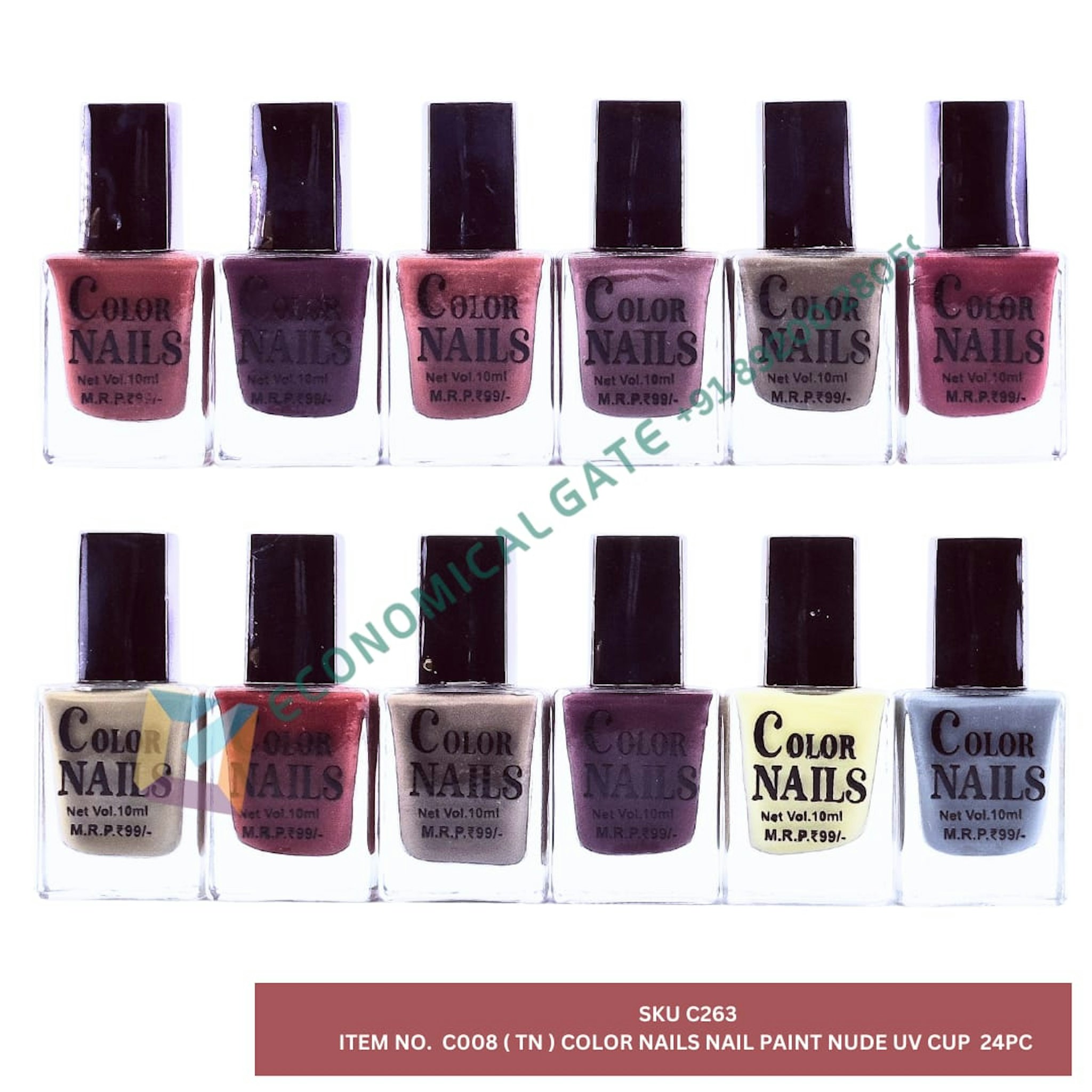 C008 (TN) COLOUR NAILS NAIL PAINT  UV CUP- 24 PC 