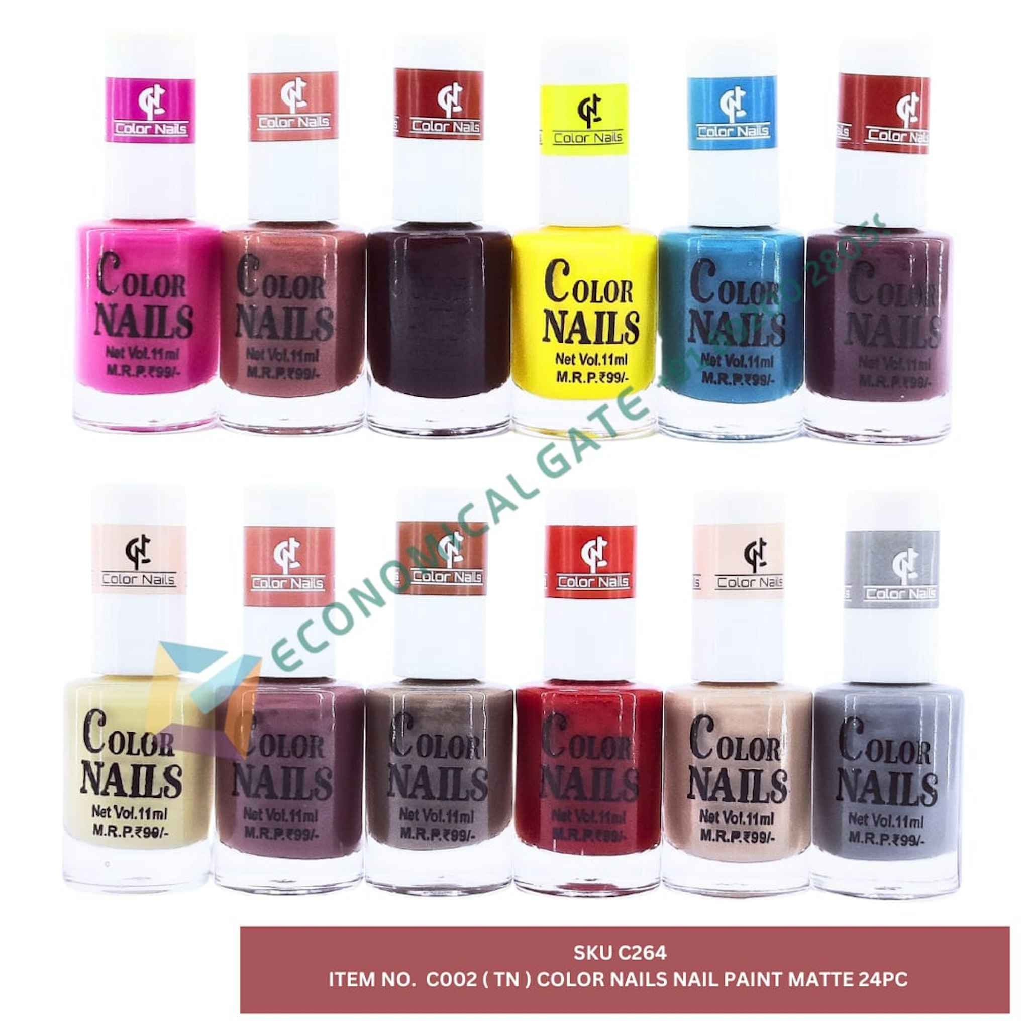 C002 (TN) COLOUR NAILS NAIL PAINT MATTE  24 PC 