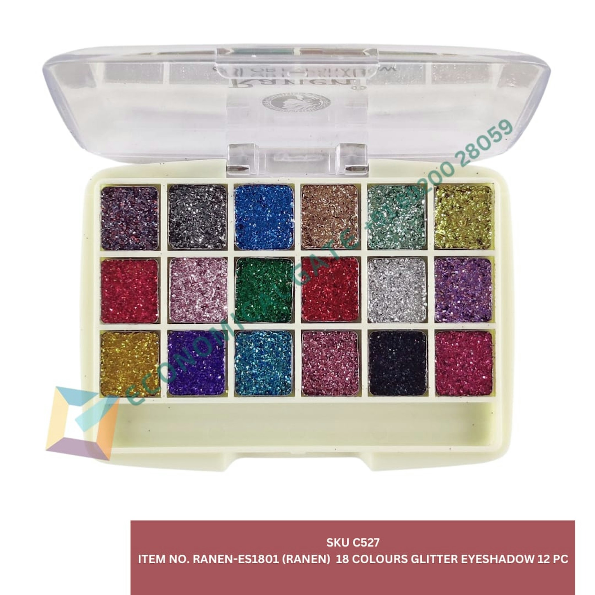 RANEN -ES 1801 (RANEN) 18 COLOUR GLITTER EYE SHADOW 