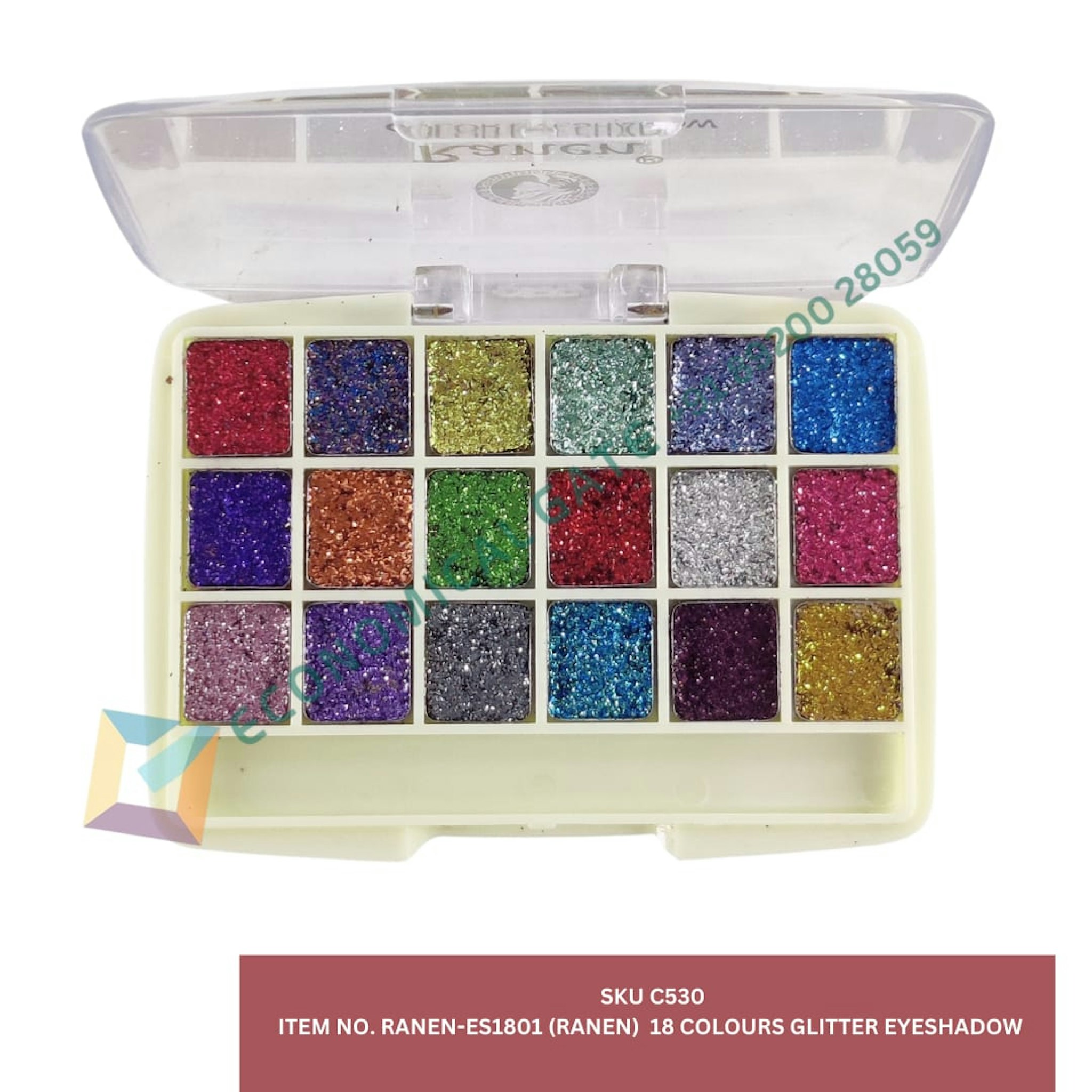 RANEN -ES 1801 (RANEN) 18 COLOUR GLITTER EYE SHADOW 